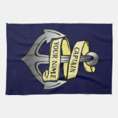 カスタマイズ可能な船長あなたの一流のいかり キッチンタオル (横)