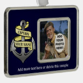 カスタマイズ可能な船長あなたの一流のいかり シルバープレートフレームオーナメント (右)