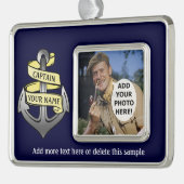 カスタマイズ可能な船長あなたの一流のいかり シルバープレートフレームオーナメント (左)