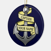 カスタマイズ可能な船長あなたの一流のいかり セラミックオーナメント (左)