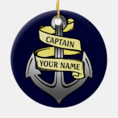カスタマイズ可能な船長あなたの一流のいかり セラミックオーナメント (裏面)