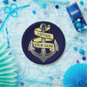 カスタマイズ可能な船長あなたの一流のいかり ペーパープレート (パーティー)