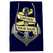 カスタマイズ可能な船長あなたの一流のいかり ミディアムペーパーバッグ (正面)