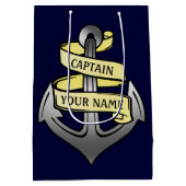 カスタマイズ可能な船長あなたの一流のいかり ミディアムペーパーバッグ (裏面)