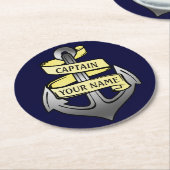 カスタマイズ可能な船長あなたの一流のいかり ラウンドペーパーコースター (アングル)