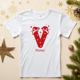 カスタマイズ可能な色のクリスマスモノグラム 名前入り Tシャツ