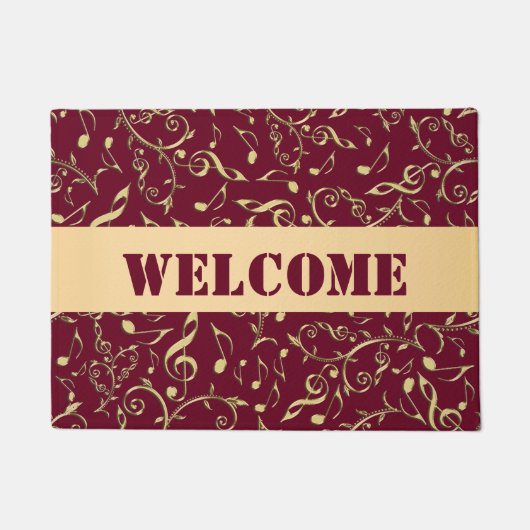カスタマイズ可能な色のドア・マットが付いている金ゴールド音楽ノート ドアマット (正面)