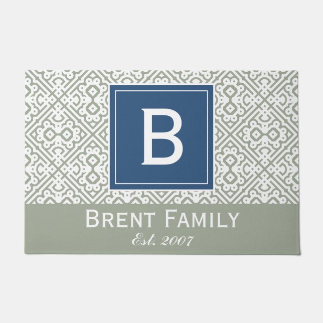 カスタマイズ可能な色のドア・マット、灰色の青 ドアマット (正面)