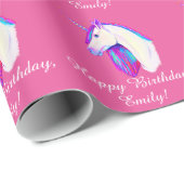 カスタマイズ可能な色の名前のユニコーン ラッピングペーパー (ロールコーナー)