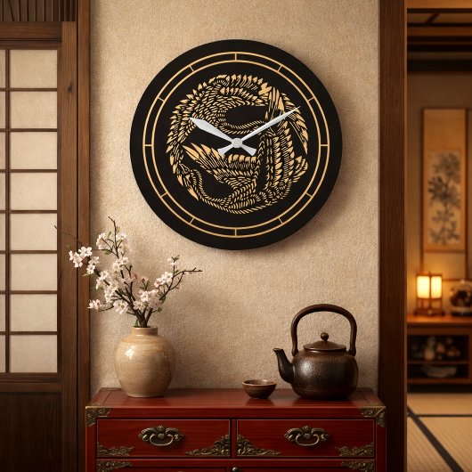 カスタマイズ可能な色の日本の鶴 ラージ壁時計