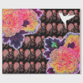 カスタマイズ可能な花とハミングバードラッピング紙 ラッピングペーパー (フラット)