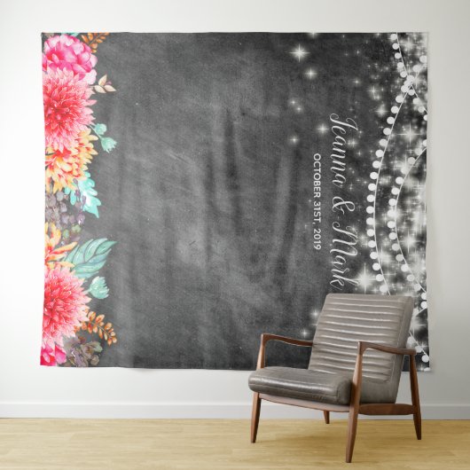 カスタマイズ可能な花のウェディングフォトブースの背景 タペストリー (インサイチュ(横))