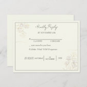 「カスタマイズ可能な花の優雅さ ウェディング RSVP」 招待状 (正面/裏面)