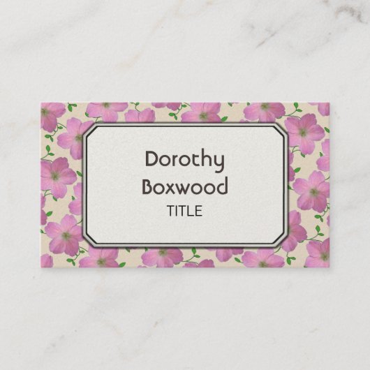 カスタマイズ可能な花の植物のピンクのゼラニウム 名刺 (正面)