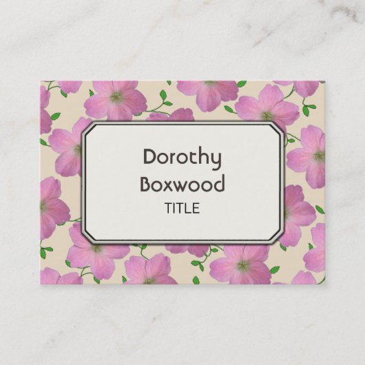 カスタマイズ可能な花の植物のピンクのゼラニウム 名刺 (正面)