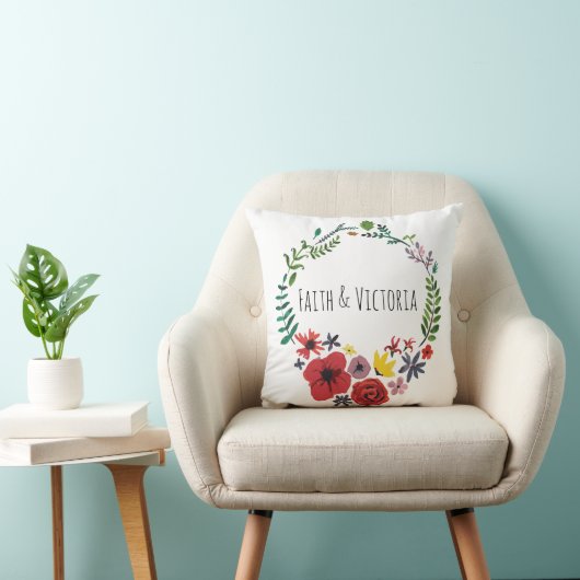 カスタマイズ可能な花の水彩画のクッション クッション (椅子)