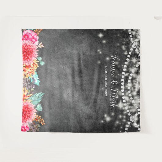 カスタマイズ可能な花の結婚式の写真ブースの背景幕 タペストリー (正面(横))