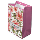 カスタマイズ可能な花柄ツバキ花 ミディアムペーパーバッグ (裏面アングル)