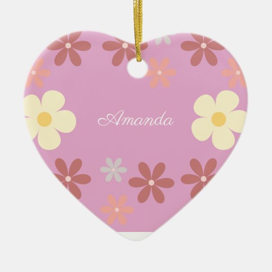 カスタマイズ可能な花柄デザイン セラミックオーナメント (正面)