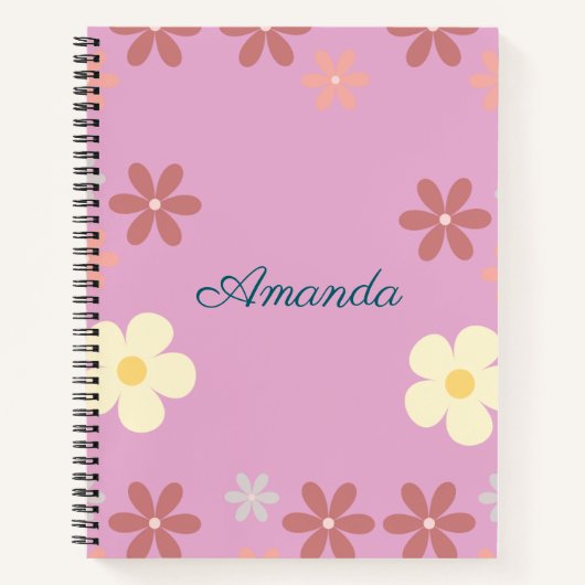 カスタマイズ可能な花柄デザイン ノートブック (正面)