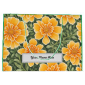 カスタマイズ可能な花柄マリゴールド花 ラージペーパーバッグ (裏面)