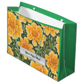 カスタマイズ可能な花柄マリゴールド花 ラージペーパーバッグ (正面アングル)