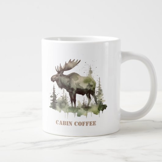 カスタマイズ可能な苔むしたヘラジカの野生の肖像画 ジャンボコーヒーマグカップ (右)
