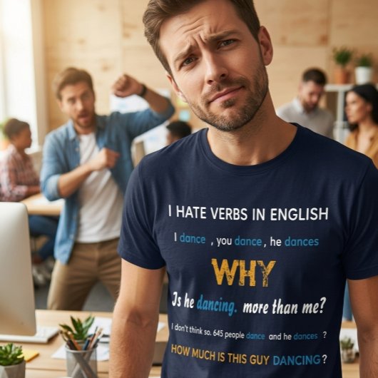 カスタマイズ可能な英語の文法をテーマにした動詞の面白いデザイン Tシャツ
