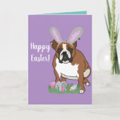 カスタマイズ可能な英語ブルドッグイースター カード (正面)