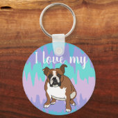 カスタマイズ可能な英語ブルドッグ キーホルダー (正面)