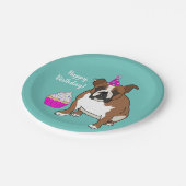 カスタマイズ可能な英語Bulldog誕生日 ペーパープレート (アングル)