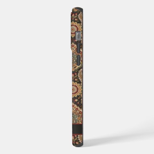 カスタマイズ可能な茶色のピーチピンクのペイズリーパターン iPhoneケース (左側面)