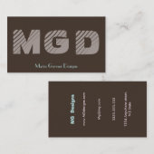 カスタマイズ可能な茶色のモノグラム名刺 名刺 (正面/裏面)