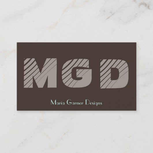 カスタマイズ可能な茶色のモノグラム名刺 名刺 (正面)