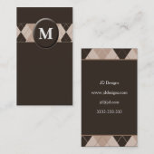 カスタマイズ可能な茶色のモノグラム名刺 名刺 (正面/裏面)