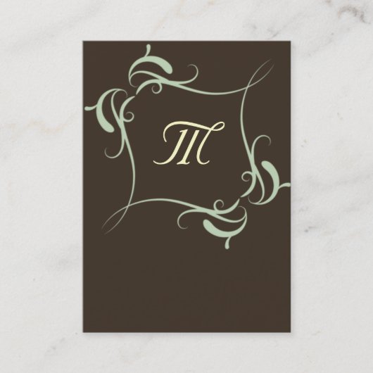 カスタマイズ可能な茶色のモノグラム名刺 名刺 (正面)