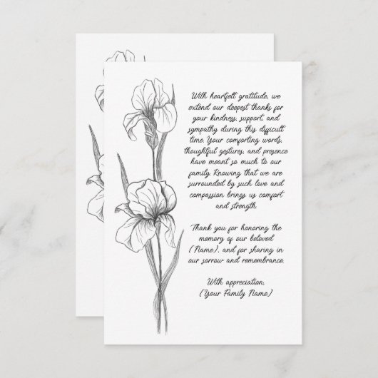 カスタマイズ可能な葬儀サンキューカード サンキューカード (正面/裏面)
