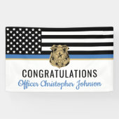 カスタマイズ可能な薄型ブルーライン警察の退職 横断幕 (横)