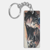 カスタマイズ可能な虎猫猫の長方形Keychain キーホルダー (正面左)