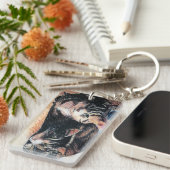 カスタマイズ可能な虎猫猫の長方形Keychain キーホルダー (正面右)