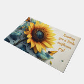 カスタマイズ可能な蝶とヒマワリ文字 ドアマット (アングル)