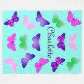 カスタマイズ可能な蝶 フリースブランケット (正面(横))