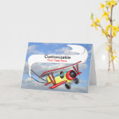 カスタマイズ可能な複葉機の牽引の旗 カード (黄色い花)