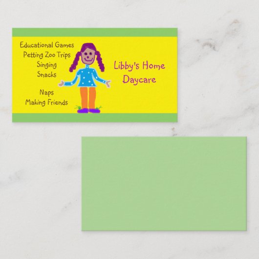 カスタマイズ可能な託児所の名刺- 名刺 (正面/裏面)