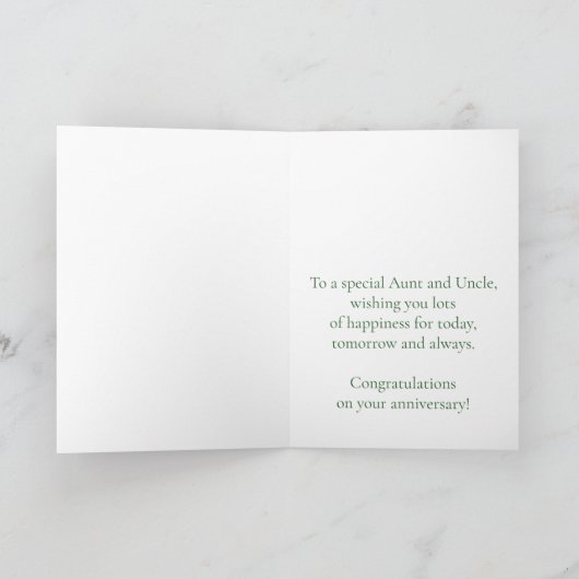 カスタマイズ可能な記念日おばさん&アンクルイエローローズ カード (内部)