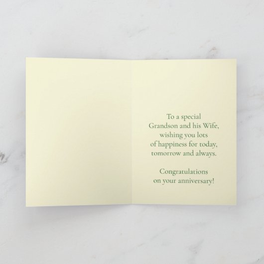 カスタマイズ可能な記念日の孫と妻 カード (内部)