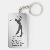カスタマイズ可能な記念穴1のゴルフ キーホルダー (裏面)