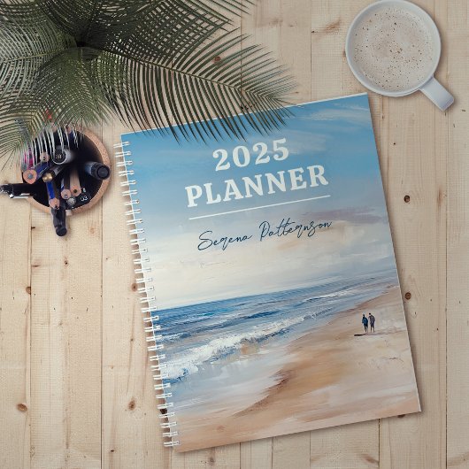 カスタマイズ可能な詩的な海絵を描シーン プランナー手帳