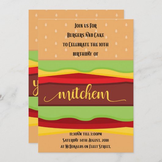 カスタマイズ可能な誕生日のパーティの招待状 招待状 (正面/裏面)