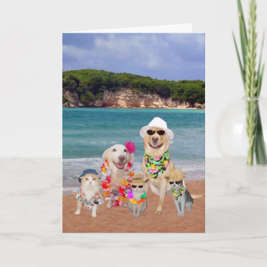 カスタマイズ可能な誕生日カードのハワイアン カード (正面)